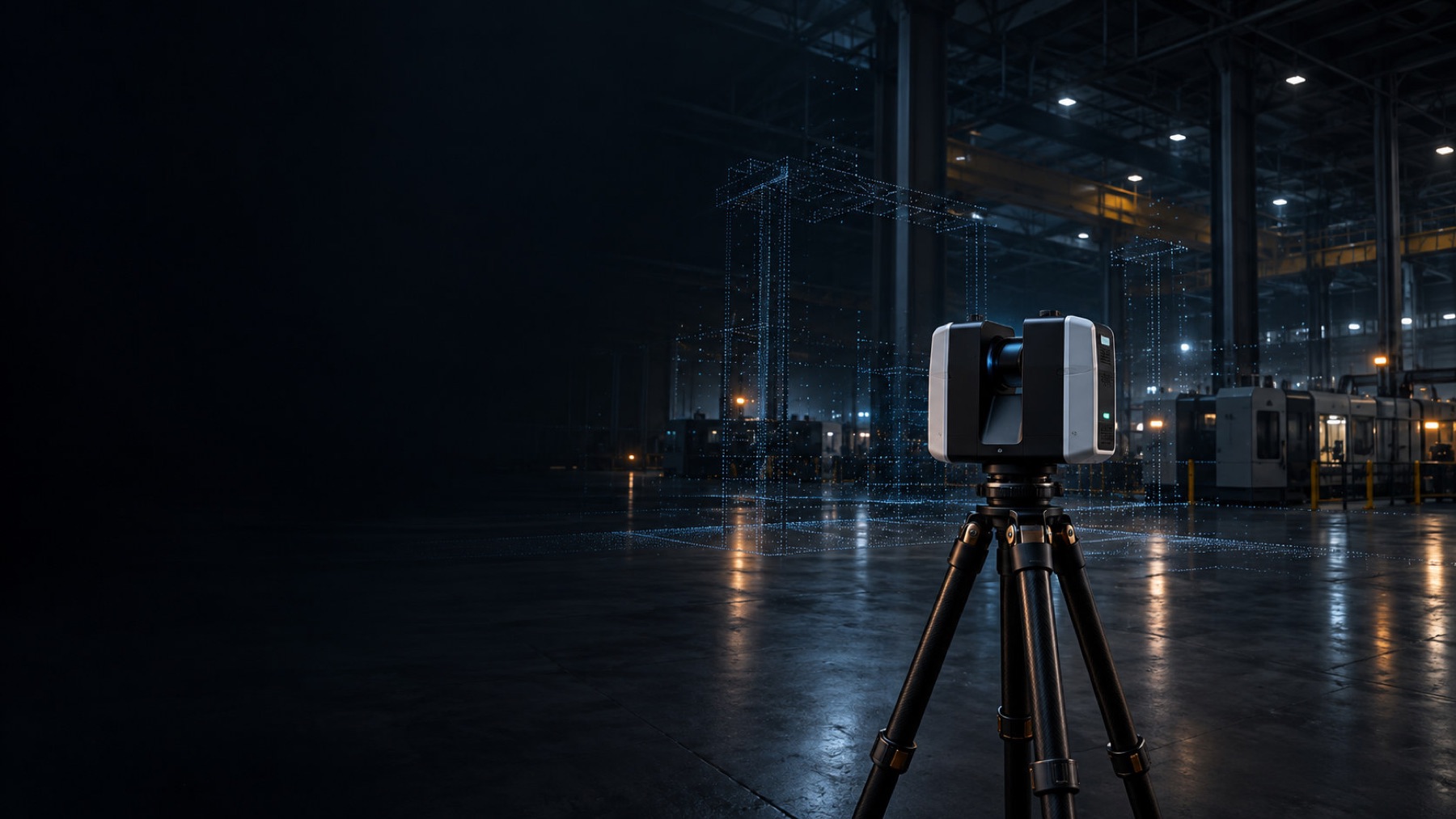 Terrestrial laser scanner capturing a factory hall